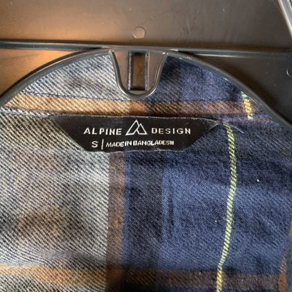 Alpine Design Flannel Shirt Men's Small Navy Blue Plaid Cotton Button-Up 7038 - Picture 3 of 8